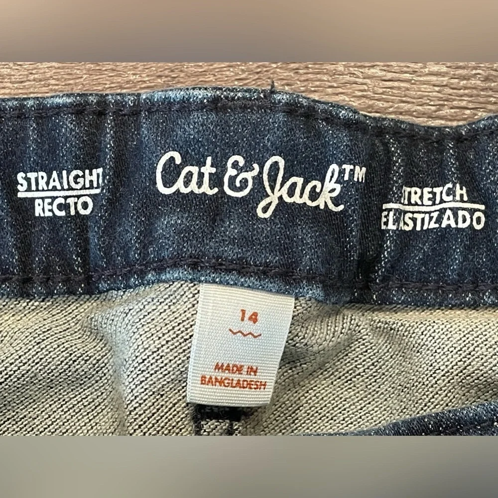 Cat & Jack Boy’s Dark Blue Straight Leg Stretch Jeans Size 14